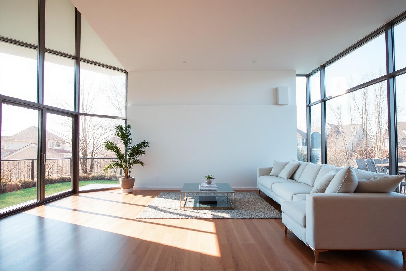 Bright interior with clean floor-to-ceiling residential windows